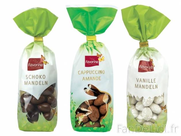 Amandes enrobées de chocolat , prezzo 1,99 € per 200 g au choix, 1 kg = 9,95 ...
