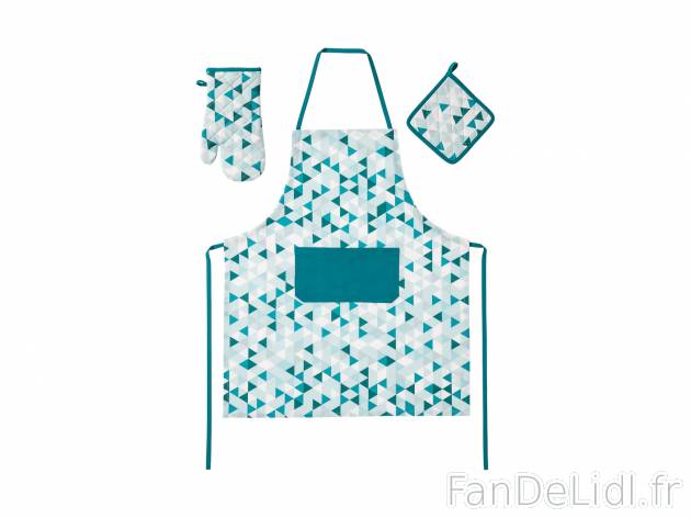 Set tablier, manique et gant de cuisine , prezzo 5.99 € 
- Set de 3 : tablier ...