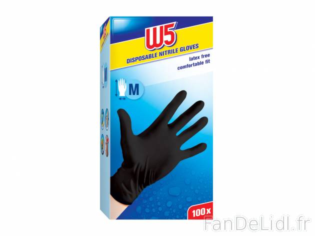 100 gants jetables en nitrile , le prix 4.99 € 
- Sans latex
- Tailles au choix ...