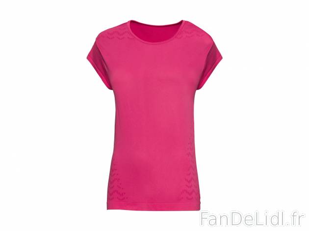 T-shirt technique sans couture femme , le prix 4.49 € 
- Ex. 58 % polyamide et ...