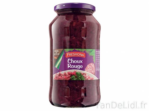 Choux rouge , prezzo 0,89 € per 650 g (PNE), 1 kg = 1,37 € EUR.