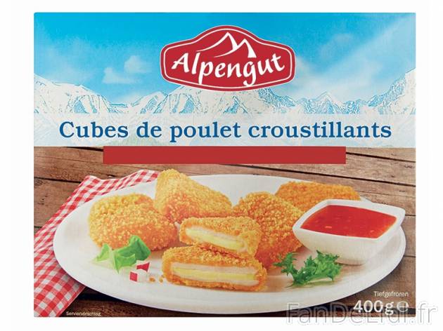 Cubes de poulet croustillants , prezzo 2,99 &#8364; per 400 g, 1 kg = 7,48 € ...