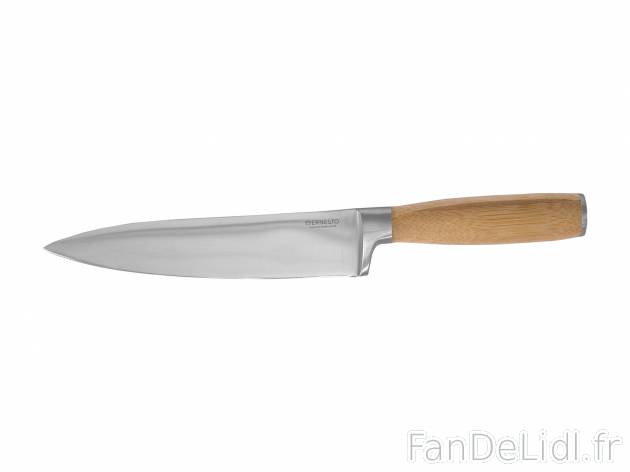 Couteau de cuisine avec manche en bambou , le prix 5.99 € 
- Lames en acier inoxydable
- ...