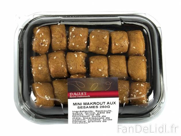 Mini makrouts sésames , prezzo 1,00 &#8364; per 250 g, 1 kg = 7,96 € EUR. ...