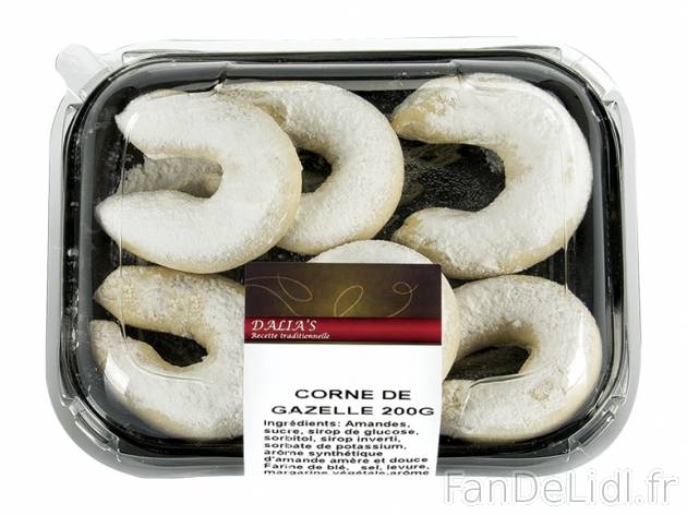 6 cornes de gazelle , prezzo 2,00 &#8364; per 200 g, 1 kg = 12,45 € EUR. 
- ...