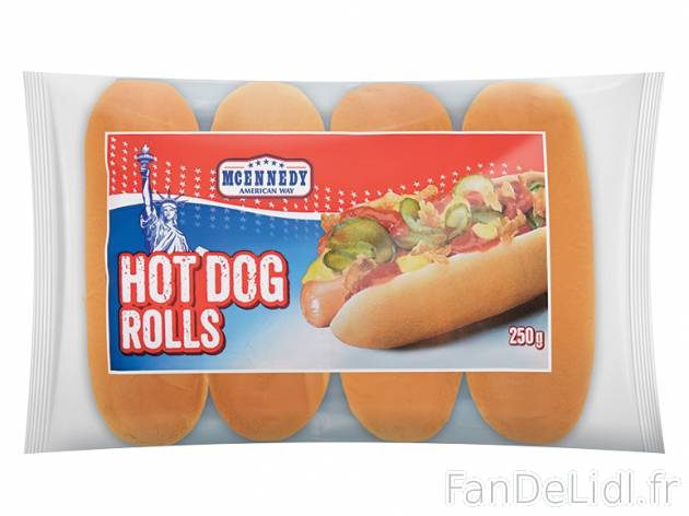 4 petits pains pour hot dog , prezzo 0,00 &#8364; per 250 g, 1 kg = 3,00 € EUR.