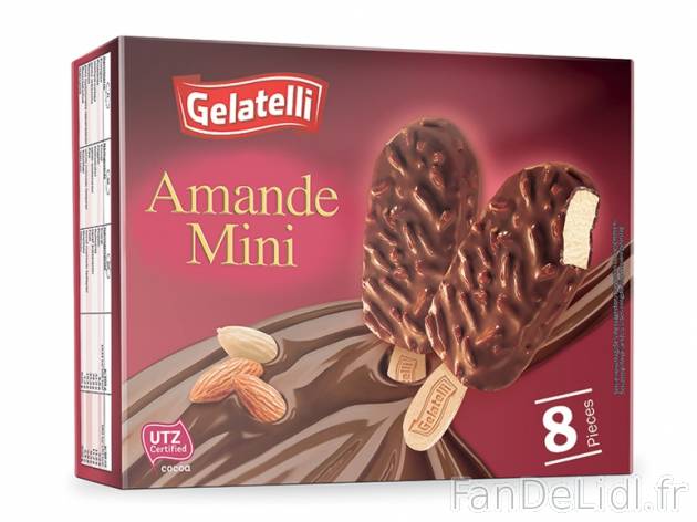 8 mini glaces aux amandes , prezzo 1,00 € per 8 x 38 g, 1 kg = 6,22 € EUR.