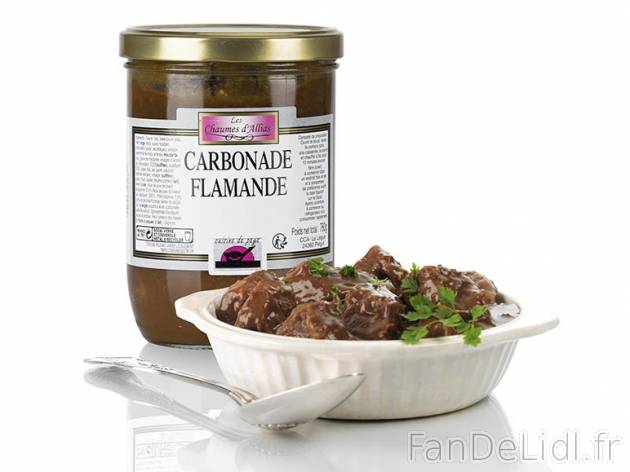 Carbonade flamande , prezzo 5,00 € per 760 g, 1 kg = 7,88 € EUR. 
- La carbonade ...