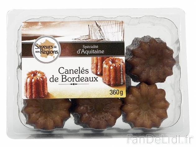 6 canelés de Bordeaux , prezzo 2,00 € per 6 x 60 g, 1 kg = 6,92 € EUR. 
- ...