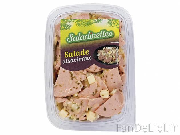 Salade alsacienne , prezzo 2,00 € per 500 g, 1 kg = 4,98 € EUR. 
- Composée ...