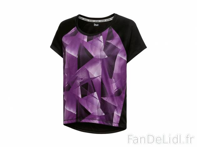 T-shirt technique femme , le prix 4.99 € 
- Ex. 100 % polyester (dont TOPCOOL®)
- ...