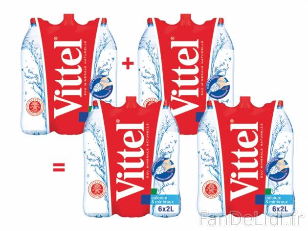 Vittel , prezzo 6,00 € per Soit le lot de 4 x 12 L, 1 L = 0,14 € EUR. 
- 2 ...