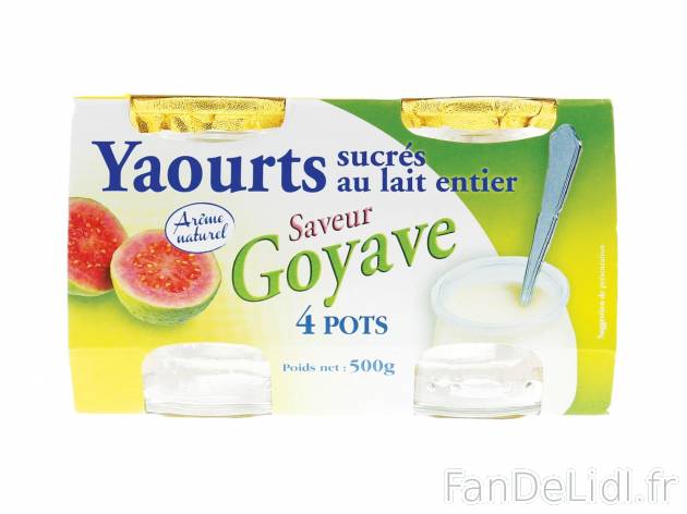 4 yaourts saveur goyave1 , prezzo 0.99 € per 4 x 125 g 
-  Pot en verre !