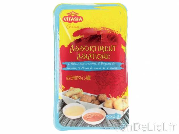 Assortiment asiatique , prezzo 3,00 € per 330 g, 1 kg = 12,09 € EUR. 
- Composé ...