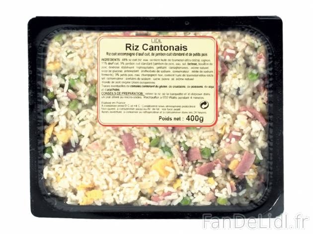 Riz cantonais , prezzo 2,00 € per 400 g, 1 kg = 6,23 € EUR. 
- Préparation ...