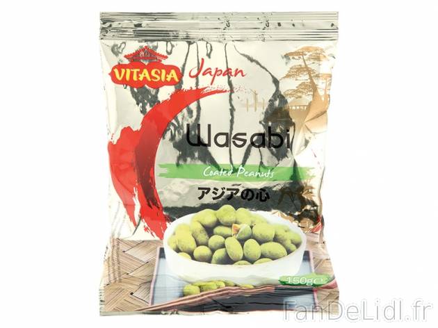 Cacahuètes au wasabi , prezzo 0,00 € per 150 g, 1 kg = 6,60 € EUR. 
- Enrobage ...