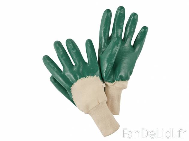 Gants de jardin en nitrile , prezzo 1,99 € per La paire 
- Du 6 au 11 selon modèle ...