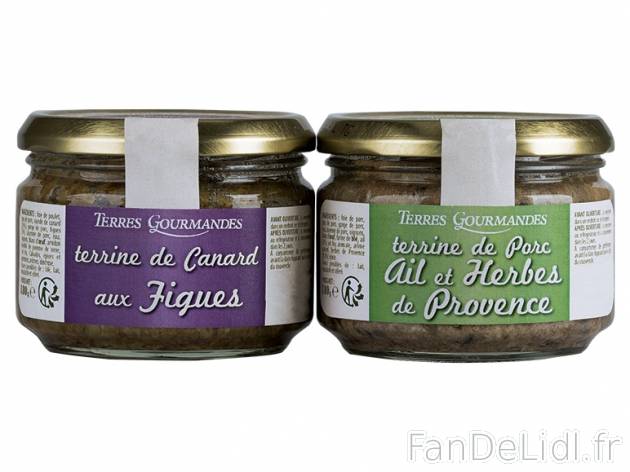 2 terrines de canard aux figues et de porc à l&#039;ail et herbes de Provence ...