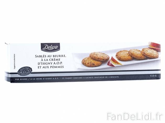 Sablés aux pommes , prezzo 1,49 € per 150 g, 1 kg = 9,93 € EUR. 
- A la crème ...