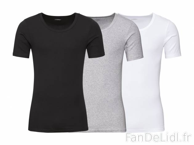 T-shirts homme , le prix 9.99 € 
- 100 % coton
- Lot de 3 du même coloris
- ...