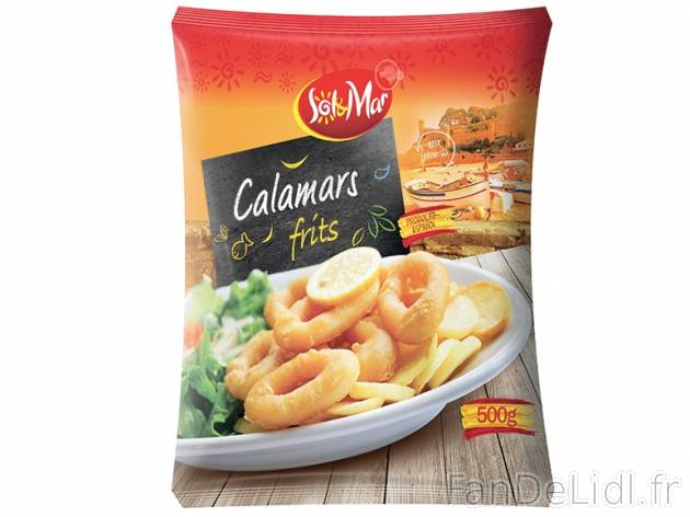 Calamars frits , prezzo 1,99 € per 500 g, 1 kg = 3,98 € EUR.