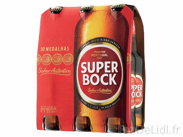 6 bières Super Bock , prezzo 4,89 &#8364; per 6 x 33 cl, 1 L = 2,47 € EUR. ...