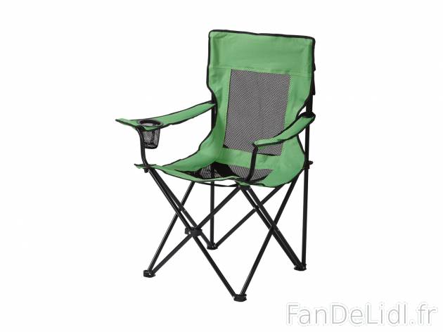 Chaise de camping , le prix 11.99 € 
- 110 kg max.
- Porte-gobelet intégré
- ...