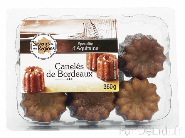 6 canelés de Bordeaux , prezzo 2,49 &#8364; per 360 g, 1 kg = 6,92 € EUR. ...