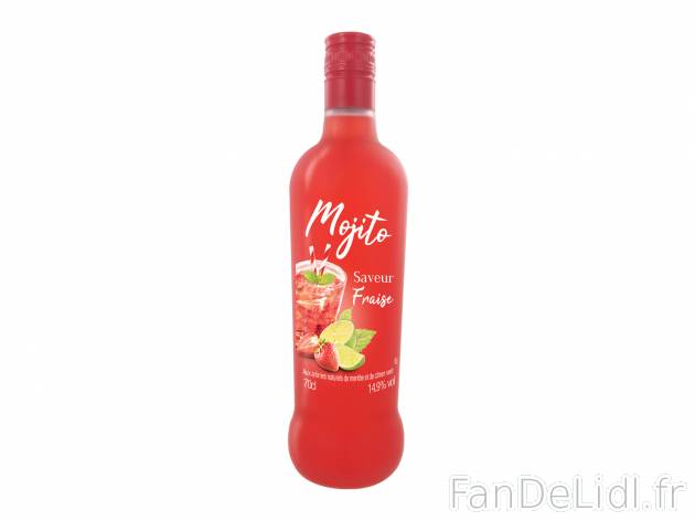 Cocktail mojito saveur fraise1 , le prix 4.99 &#8364;  
-  14.9 % Vol.