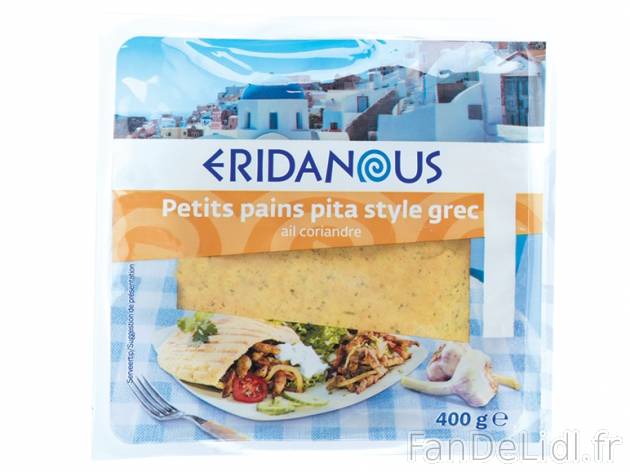 Petits pains pita ail et coriandre , prezzo 1,19 € per 400 g, 1 kg = 2,98 € ...