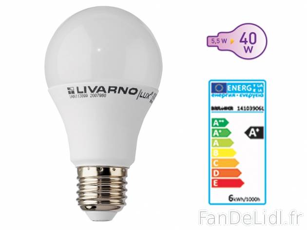 Ampoule à LED 6,5 W , prezzo 3,99 € per L\&#039;unité 
- Economie d’énergie ...