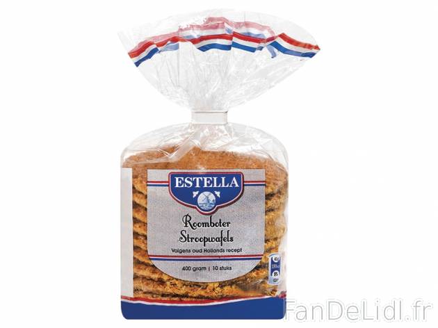 10 gaufres fourrées au caramel et au beurre , prezzo 1.79 € per 400 g, 1 kg = ...