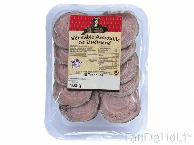 Véritable andouille de Guéméné en tranches , prezzo 2.49 € per 100 g, 1 kg ...