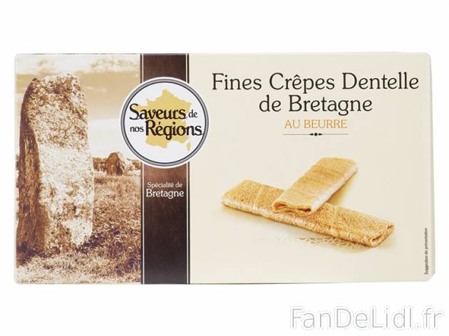 Fines crêpes dentelle de Bretagne , prezzo 1.29 € per 85 g, 1 kg = 15,18 € ...