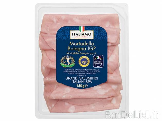 Mortadelle de Bologne IGP , prezzo 1.65 € per 150 g, 1 kg = 11,00 € EUR. 
- ...