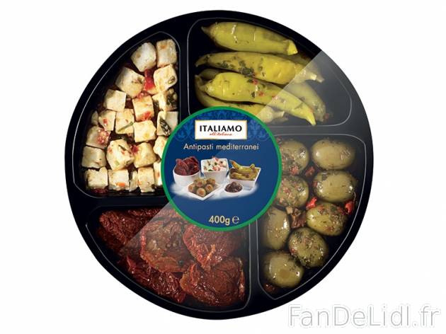 Antipasti méditerranéens , prezzo 3.99 € per 400/460 g au choix, 1 kg = 9,98 ...