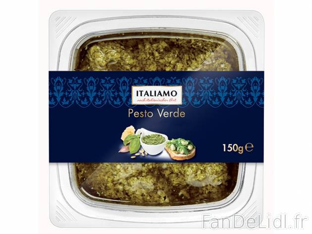 Pesto frais , prezzo 1.49 € per 150 g au choix, 1 kg = 9,93 € EUR. 
- Au choix ...