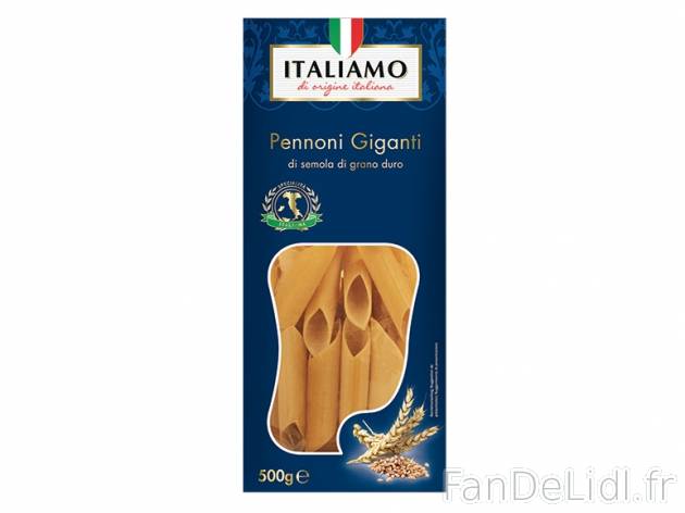 Fusilli ou penne géantes , prezzo 1.59 € per 500 g au choix, 1 kg = 3,18 € EUR.