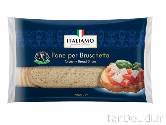 5 tranches de pain à bruschetta , prezzo 1.99 € per 500 g, 1 kg = 3,98 € EUR.