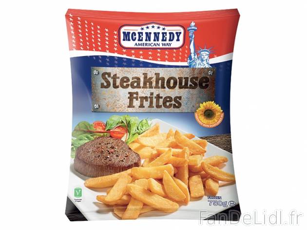 Frites steakhouse , prezzo 0.89 € per 750 g, 1 kg = 1,19 € EUR. - A cuire au ...