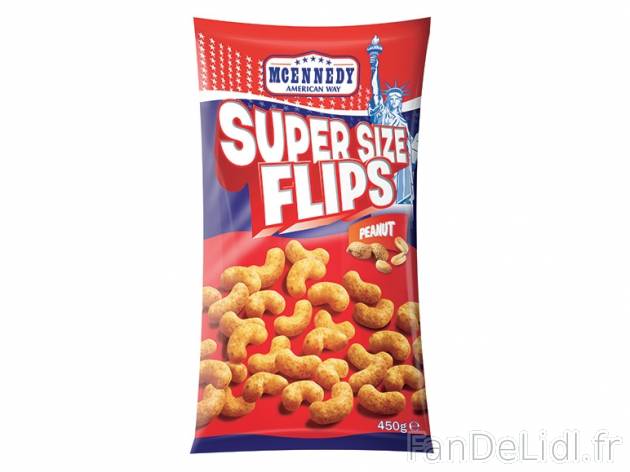 Flips géants , prezzo 1.99 € per 450 g, 1 kg = 4,42 € EUR.  
-      Goût cacahuète