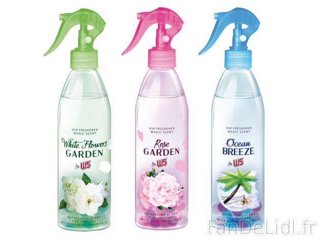 Spray désodorisant1 , le prix 0.99 €  
-  Au choix : jasmin, rose ou océan