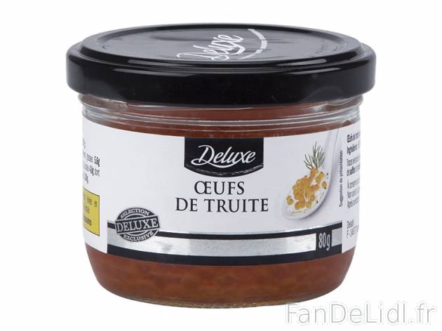 Œufs de truite , prezzo 3.79 € per 80 g, 1 kg = 47,38 € EUR.