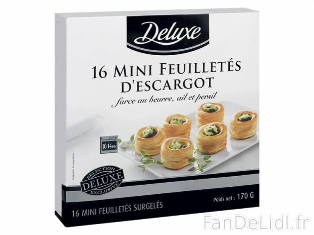 16 mini feuilletés d\&#039;escargot , prezzo 3.49 € per 170 g, 1 kg = 20,53 ...