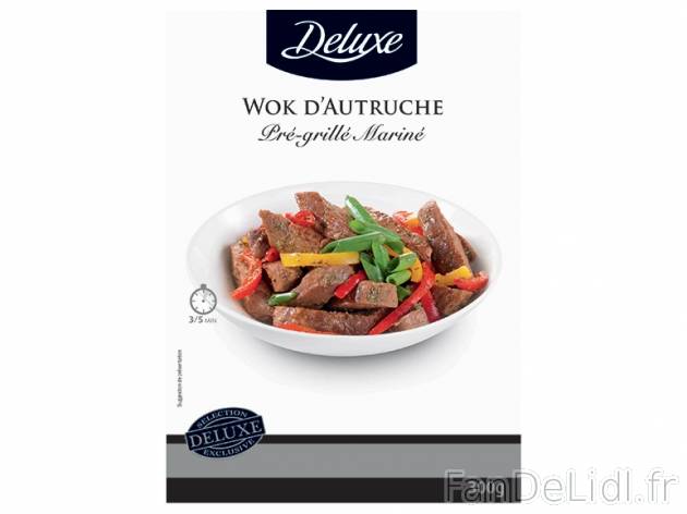 Wok d\&#039;autruche mariné , prezzo 5.49 € per 300 g, 1 kg = 18,30 € EUR. ...