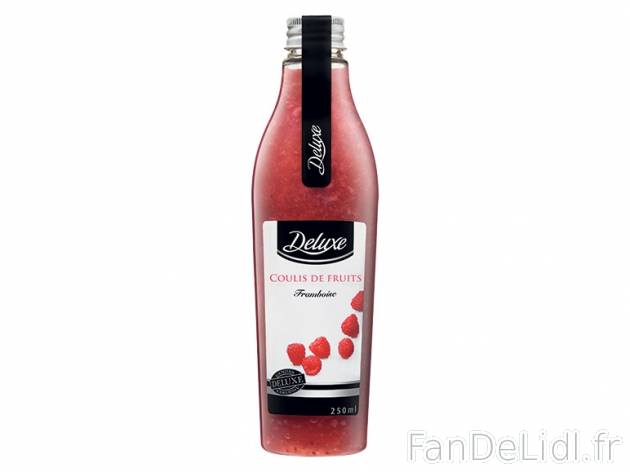 Coulis de fruits , prezzo 1.99 € per 250 ml au choix, 1 L = 7,96 € EUR. 
- ...