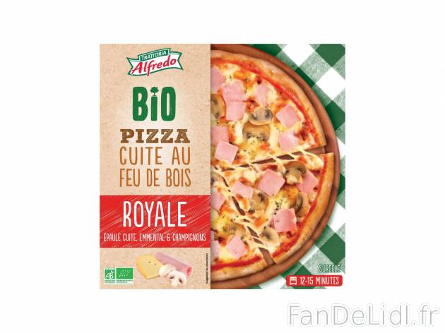 Pizza Bio1 , le prix 2.69 &#8364;  
-  Au choix : royale ou au ch&egrave;vre