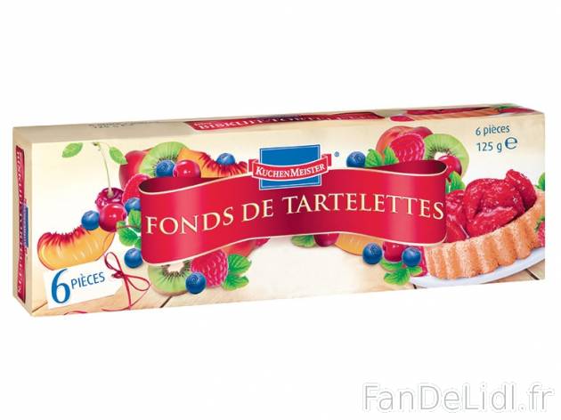 6 fonds de tartelettes , prezzo 0.99 € per 125 g, 1 kg = 7,92 € EUR. 
- En ...