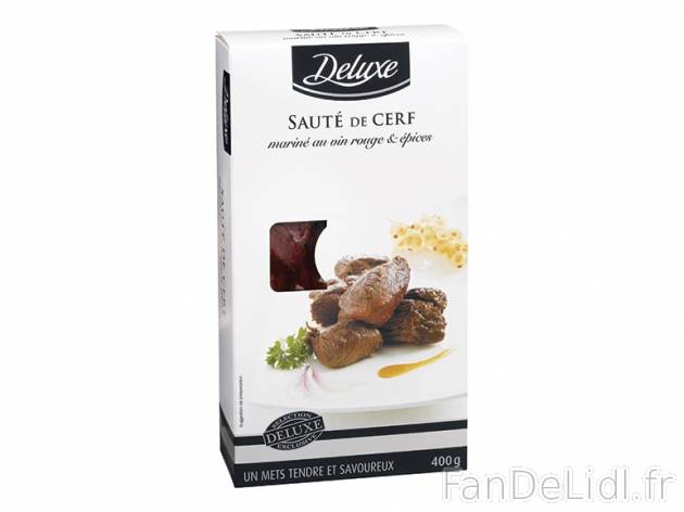 Sauté de cerf mariné au vin rouge et aux épices , prezzo 5.69 € per 400 g, ...