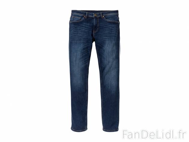Jeans « slim fit » Livergy , le prix 11.99 € 
- Ex. 98 % coton et 2 % élasthanne ...